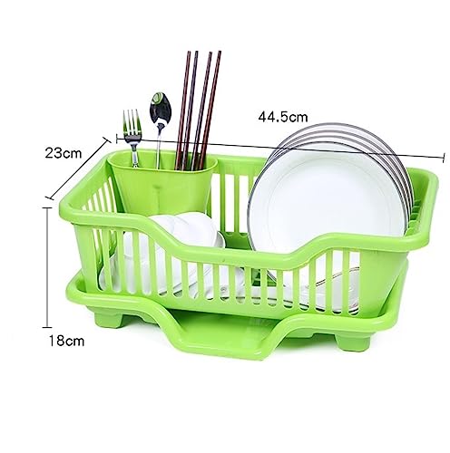 Organizador de encimera de cocina, bandeja de drenaje de plástico, escurridor de platos, escurridor de platos, cesta de lavado, organizador de utensilios de drenaje (blanco, 44,5 x 23 x 18 cm)