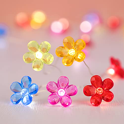 SILVERSTRO Flower String Lights 10FT 30LEDs, 5 Color Flower Theme USB & Battery Operated Fairy Lights, Cute Night Lights for Wedding Xmas Birthday Party Garden Decor