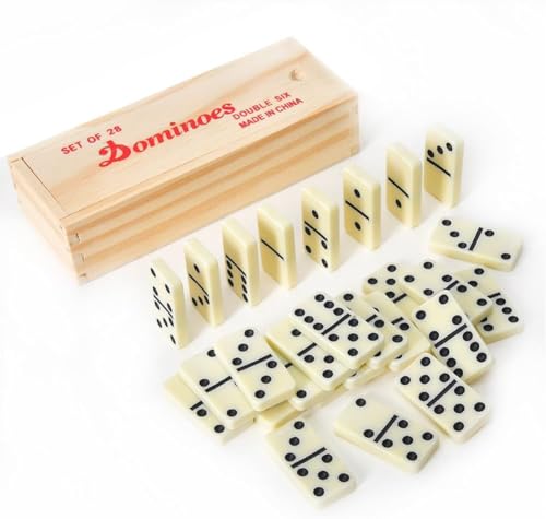 VMRUXAW Dominos Set for Adults with Wood Box - Tile