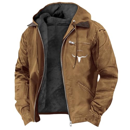 Veste à capuche homme hiver coupe-vent chaude et blouson de travail décontracté couleur unie