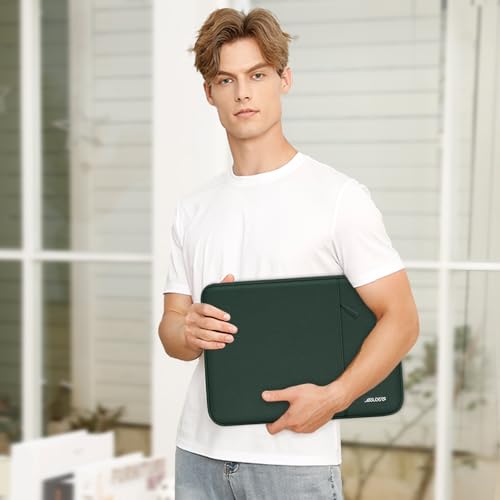 Image of MOSISO Laptop Case 12.3 inch, 11.6-12.3 inch Laptop Sleeve Compatible with MacBook Air 11.6, Acer HP Dell Lenovo Samsung, Surface Pro, Polyester Vertical Computer Sleeve Bag with Pocket,Midnight Green