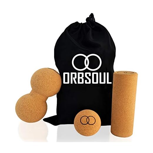 Orbsoul 3 Pc Deluxe Cork Massage Set (100% All-Natural) Includes: Peanut Massager, Massage Roller & Massage Ball