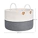 SONGMICS Baumwollseilkorb, Griffen, Wäschekorb aus Baumwolle, 100 L, für Spielzeug, Kleidung, Decken, Grau-Beige, 55 x 55 x 35 cm, LCB401G01