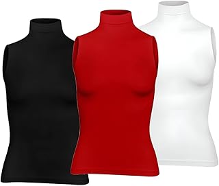 طقم بلوزة ديانا من الليكرا للنساء من 3 قطع بدون أكمام برقبة عالية من سيلفي، طقم من 3 قطع