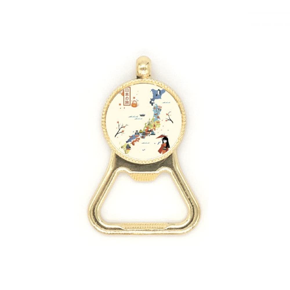 Porte-clés en acier inoxydable avec carte culturelle traditionnelle japonaise