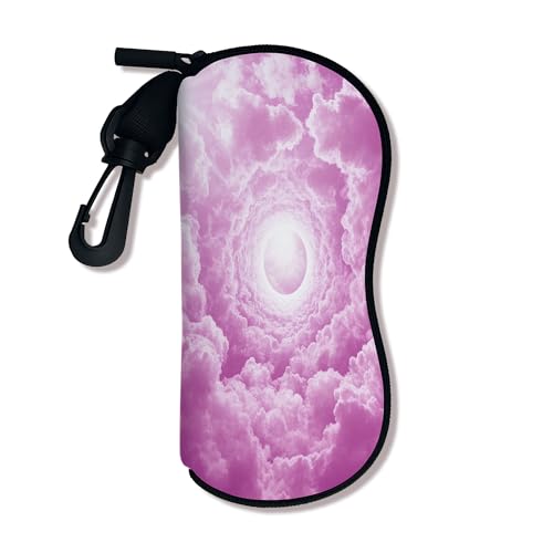Heavenly - Funda suave para gafas, diseño de nube de melocotón, almacenamiento de gafas de sol de seguridad con gancho de cremallera, ligero de viaje Neopre, Melocotón, 3x7 Inch
