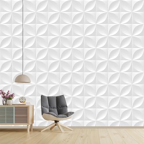 Image of Kayra Decor PVC Panel for Wall Butterfly Design White Color 19.7 inch x 19.7 inch (Pack of 40) - Covers 107.80 Sq. Ft.