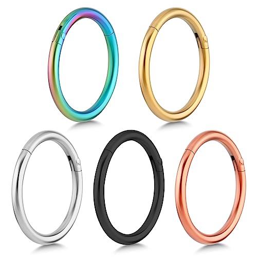 Yolev 5Pcs Nose Rings Hoop Set 316L Surgical Steel Earrings Tragus Septum Piercing Cartilage Hoop Nose Piercing Jewelry Stainless Steel Helix Tragus Lip Septum Ring Cartilage Earring