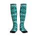Supdreamc Women's Fashion Lightweight Socks Indiana Southwest Western Tribal Aztec Green, Cute Compression Knee High for Daily Wear Running Hiking Travel Casual Comfort