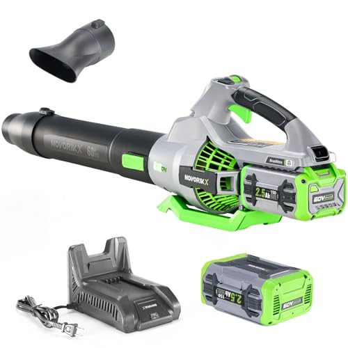 NovorikX Electric Leaf Blower, 810 CFM Variable-Speed, 60-Volt Lithium-ion Cordless Leaf Blower with 2.5Ah Battery and Charger Included, Powerful for Yard Cleaning