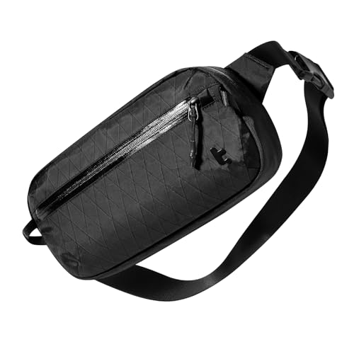 Image of tomtoc Sling Bag with RFID Blocking, X-Pac /Non X-Pac Minimalist Crossbody Chest Pack for Men and Women, Lightweight Water-Resistant Bag for Travel and Daily Commutes, X-pac Black, 3.5L, Lightweight