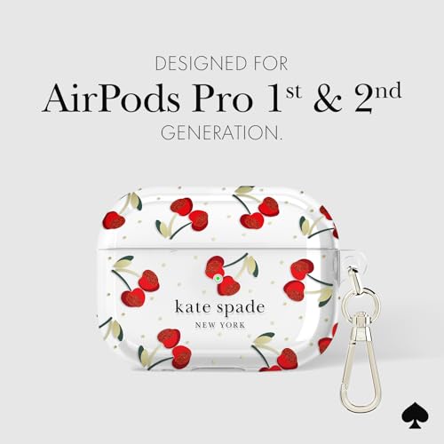Image of kate spade new york AirPods Pro Protective Case with Keychain Ring - Cherry Dot, Compatible with AirPods Pro 2nd / 1st Generation