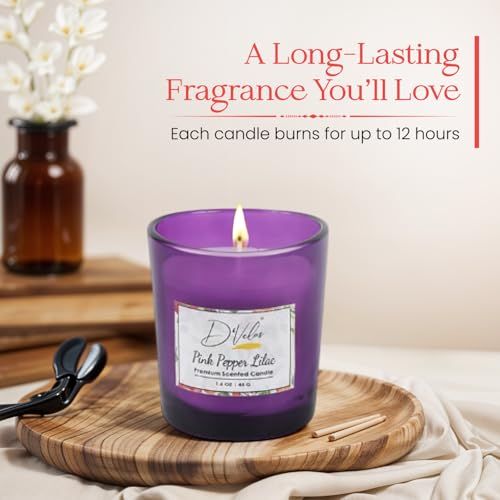 Image of D'Velas Set of 4 Scented Votive Candles (1.6oz /45g Each) | 12-Hour Burn | White Wax in Translucent Glass Jars | Decorative Candles for Home Decor, Pooja & Festive Gifting | Reusable Jars