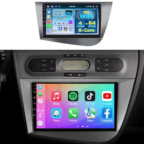Autoradio Android 15 Seat Leon GPS Bluetooth avec grand écran 9 pouces et caméra de recul