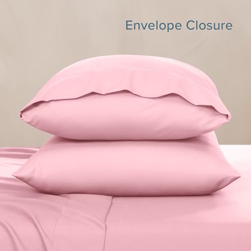 Image of Bare Home Microfiber Pillow Cases - Toddler Size Set of 2 Cooling Pillowcases Double Brushed Light Pink Pack Easy Care (Toddler Pillowcase 2, Light Pink)