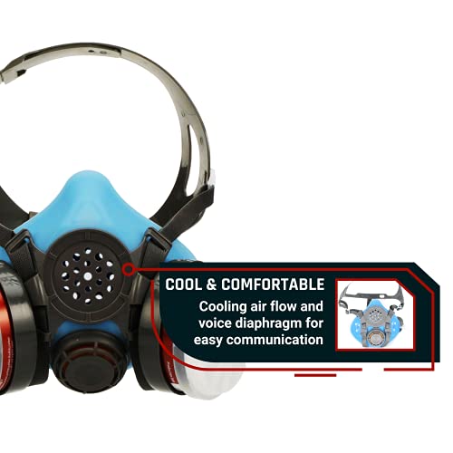 T-60 Half Face Respirator – Astm Tested – Organic Vapor & Particulate Filtration – Paint Application, Woodworking, & Other Work Protection #TOP2