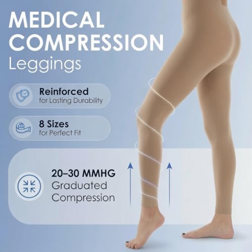 Image of ABSOLUTE SUPPORT Women Compression Leggings 20-30mmHg, Beige, 5X-Large