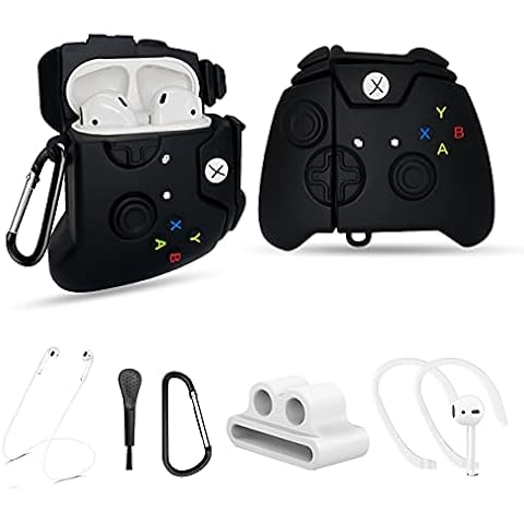 Cover for Airpods 2/1 Case, WQNIDE 6 in 1 Accessories Set Protective Airpods Cover, Unique Fashion Funny Cute 3D Cartoon Game Controller AirPod Silicone Case Cover Design for Boys Girls Men Cover