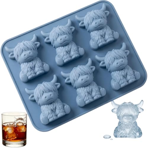 Molde de cubitos de hielo de vaca Highland Cow mini azul miniatura 1