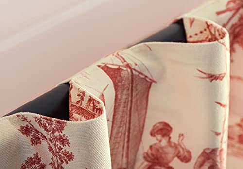 Image of Maison d' Hermine Curtains for Living Room 100% Cotton 50 inchx84 inch (Pack of 1) | 84 inches long Light Filtering Toile Curtains for Windows with Rod and Loop Pockets - Calais - Cardinal