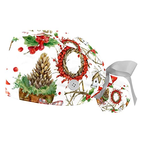 Chapeaux de Travail Anti-Transpiration JDEZ Casquettes Bouffantes Noël Lot de 2