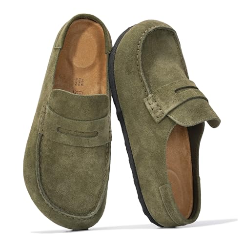 Image of Project Cloud Genuine Leather Clogs for Women - Memory Foam Insole Womens Clogs Non-Slip Outsole Mules for Women Footwear - Women's Mules & Clogs Fall Shoes (Haven, THYMESUEDE,7M)