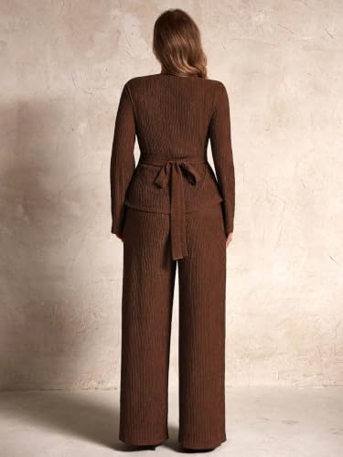 Image of LITZO Women's Co-Ord Set | Stylish Matching Top & Bottom Set | Shirt and Pant Set for Women | Casual Two Piece Lounge Outfit | Office Wear Western Outfit (L-203-207)