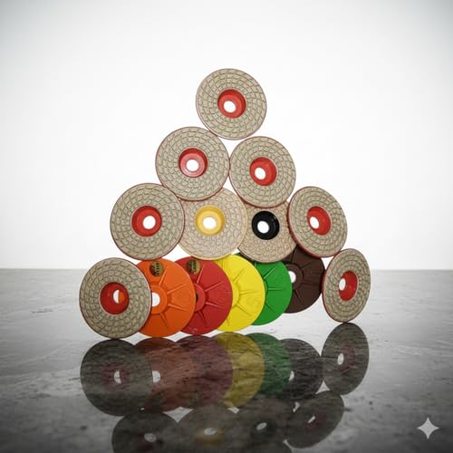 Image of Pioneer Abrasive 4 Inch Diamond Polishing Pad Combo (7 Grit Set) for Marble, Granite & Stone | Wet & Dry Polishing Pads | Mirror Finish Grinding Pads marble polishing pads (Pack of 7)
