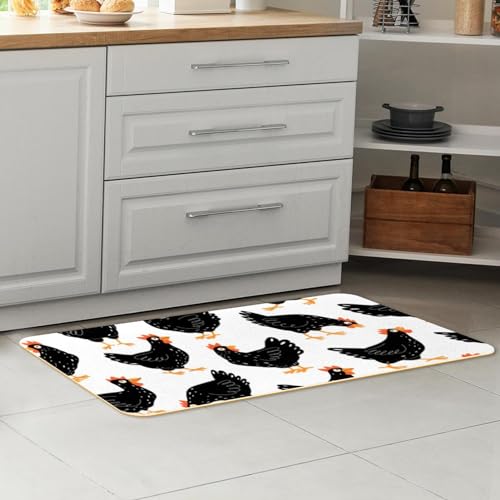 Alfombrillas de cocina con pollos negros para un pasillo y cuarto de lavado más acogedor 7