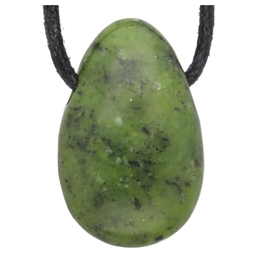 Nephrit Jade druppelhanger, geboorde trommelsteen hanger met katoenen band, hoogwaardige edelsteenhanger, Halfedelsteen, Jade