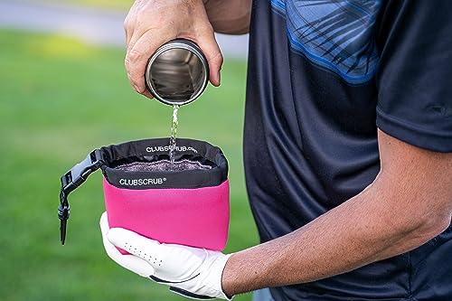 Image of Club Scrub Golf Club and Golf Ball Cleaning Bag, Waterproof Clean Face Technology Liner, Detachable Clip, Machine Washable, Cleans Club Grooves, Dry Exterior (Neoprene or Microfiber Option Available)