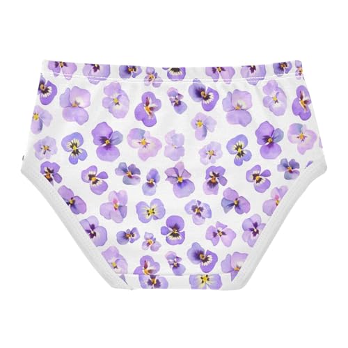 Cotton Girls Underwear Toddlers Purple Violet Pansy Flowers White Little Girl Panties Artistic Kids Briefs Undies 2t2
