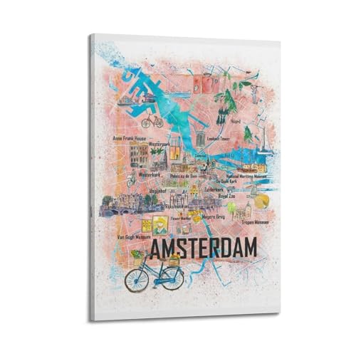 Poster monument d'Amsterdam CMHONLY - Idée cadeau décoration murale moderne en toile