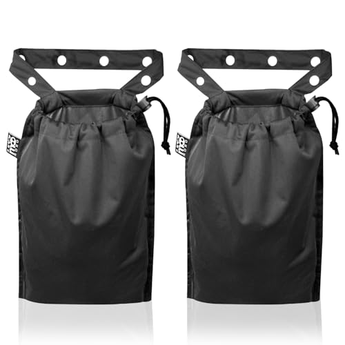 Image of 2 Pack Leakproof Car Trash Bags Detachable Waterproof Garbage Bags with Drawstring Hanging Organizer for Back Seat & Travel Black
