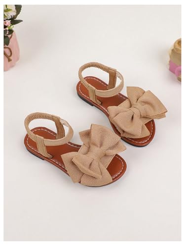 Image of GORGLITTER Girl's Sandals Dressy Bow Ankle Strap Sandal Open Toe Slides Flats Summer Cute Vacation Sandals