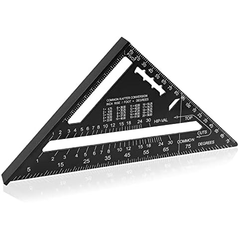 NewZC Metrisches Dreieckslineal Zimmermannswinkel 180mm 45 90 Grad Multifunktion Winkelmesser Hochpräzise Messung Dreieck Lineal Alu 7 Zoll Cover
