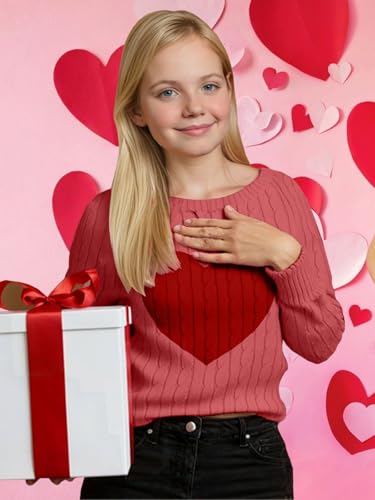 Image of Girls Sweaters Winter Tops Kids School Picture Teen Fashion Long Sleeve Crew Neck Cable Knit Casual Fall Cozy Pullover