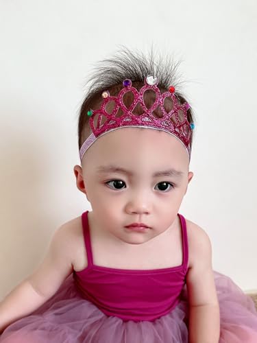 Asphinien Tiara de cabeça com lantejoulas brilhantes para bebês meninas com glitter, faixa de cabeça