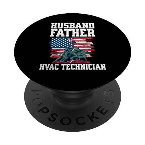 HUSBAND FATHER HVAC TECHNICIAN FLAG AMERICAN JOBS PopSockets Standard PopGrip