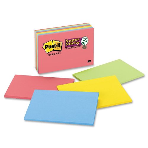 Post-it Super Sticky Notes in colori vivaci, autoadesivi, 15,2 x 10,2 cm, assortiti, carta, confezione da 8
