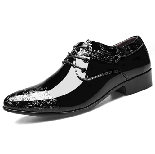 Men's Dress Shoes Pointed Oxfords Patent Leather Shoes Business Derbys Shiny Party Shoe Casual Brogues Tuxedo Shoes 9.5uk