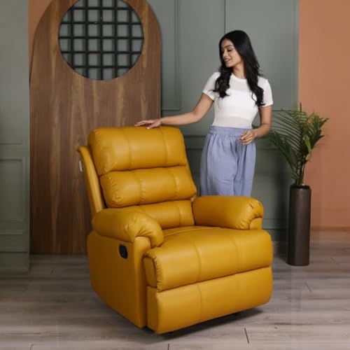 Image of 1 Seater Sofa Chair | Rocking & Revolving Motorized Recliner Lounge Chairs for Living Room Bedroom (Rocking and Revolving Manual, Amnet-LT-MN-RRR-Yellow)