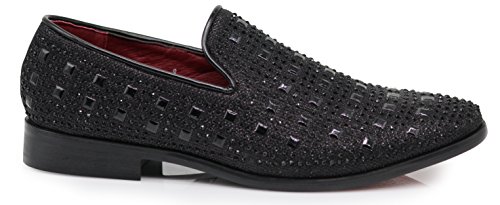 Image of SPK11 Men's Vintage Fashion Rhinestone Designer Dress Loafers Slip On Shoes Classic Tuxedo Dress Shoes