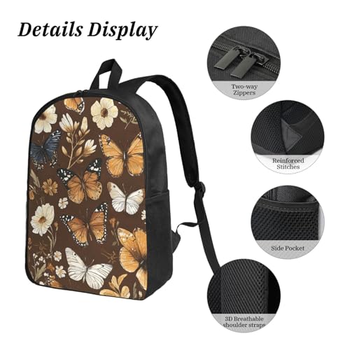 Boho Butterfly Backpacks 3 Pcs Casual Multifunction Backpack with Fun Graphic Cartoon Print for Outdoor Hiking and Travel4