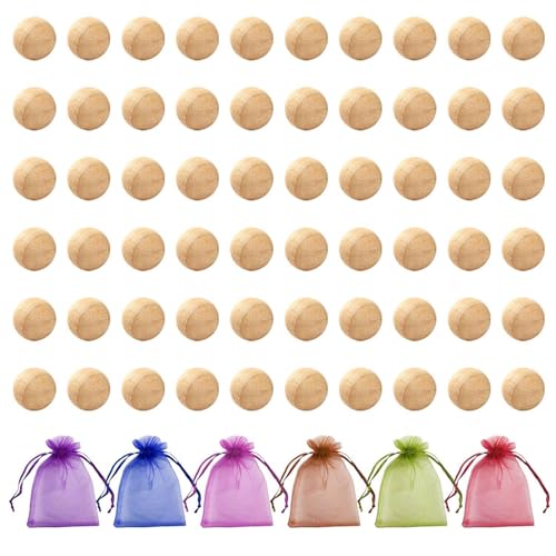 COACOM 60 Bolas De Madera De Alcanfor, Desodorante Natural Y Repelente De Insectos, Productos De Fragancias para El Hogar, Adecuados para Armarios A Prueba De Humedad Y Zapateros Frescos.