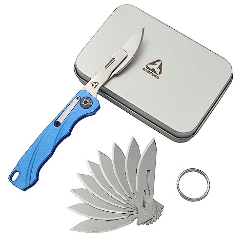 SAMFUNG Tägliches Taschenfaltmesser mit 10-austauschbaren Schnellwechselklingen, ultra kompakt und leicht (Blau) SAMFUNG Tägliches Taschenfaltmesser mit 10-austauschbaren Schnellwechselklingen, ultra kompakt und leicht (Blau)