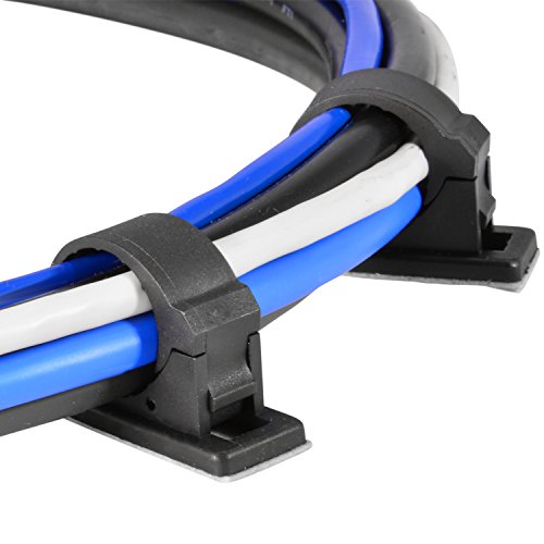 25 unidades de abrazaderas adhesivas para gestión de cables JacobsParts V3, abrazadera fija de 0,6 pulgadas con montaje opcional con tornillo (tamaño mediano) miniatura 3