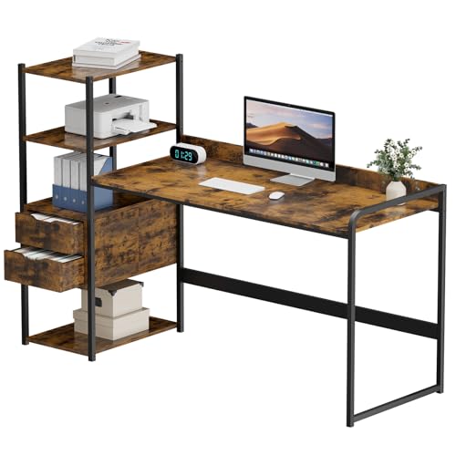 Consejos para Comprar Escritorios de Madera favoritos de las personas. 50 YYUgolo Escritorio Minimalista con Estante de Almacenamiento, Escritorio de Computadora, escritorío con Repisas, Escritorio Oficina en el Hogar, Escritorío de Madera (122 * 50 *...