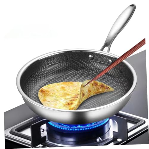 Wok de acero inoxidable con diseño de panal y mango ergonómico miniatura 7