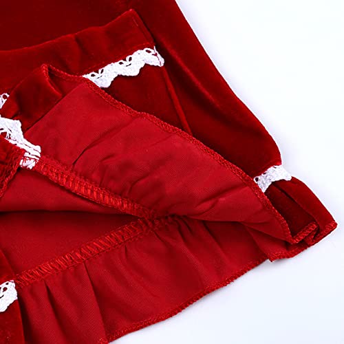 Pijama de lã de cor sólida vermelho para meninas de manga comprida para crianças, A, 3-4 Anos